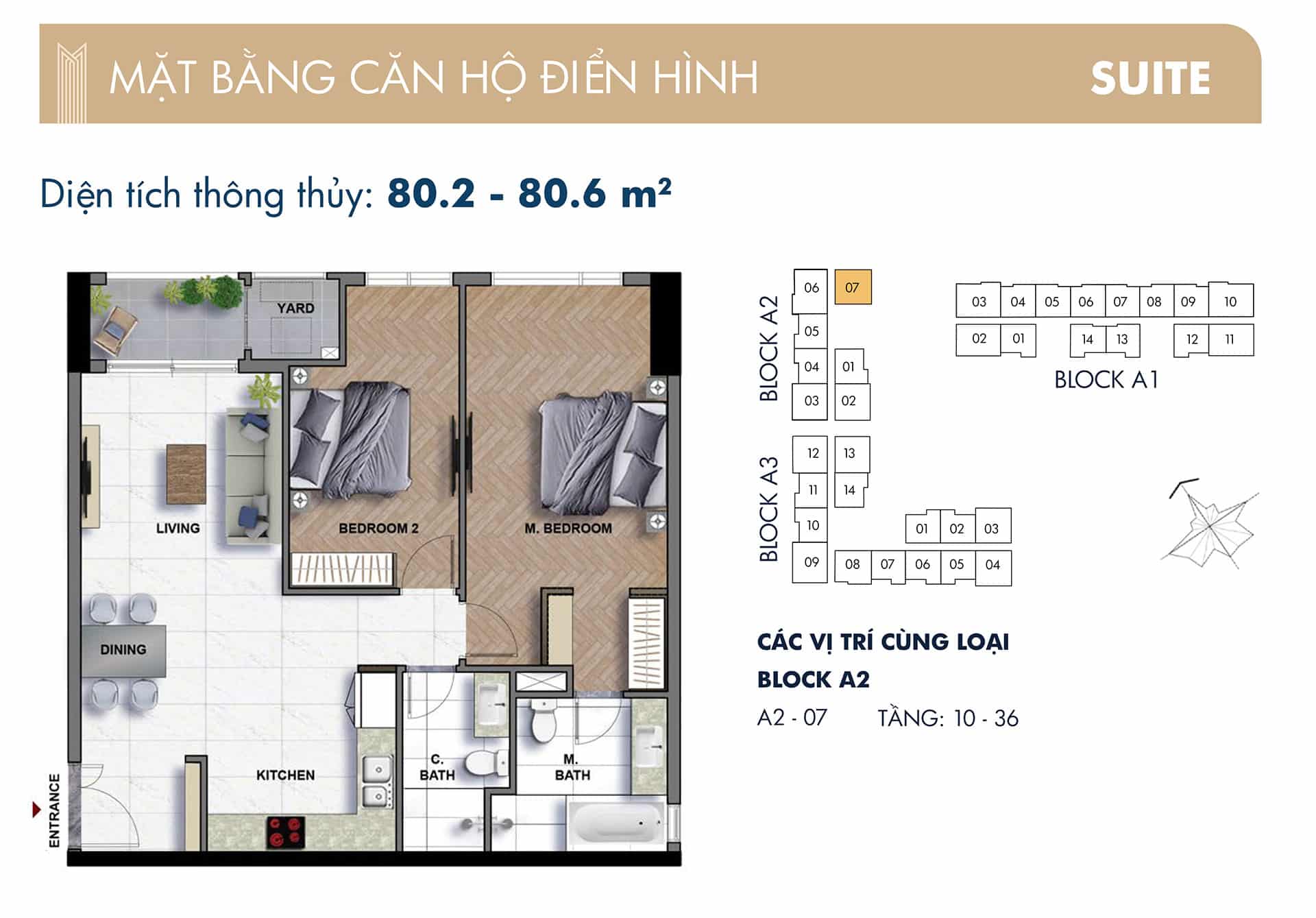 Layout mặt bằng 2 Phòng ngủ The Grand Manhattan