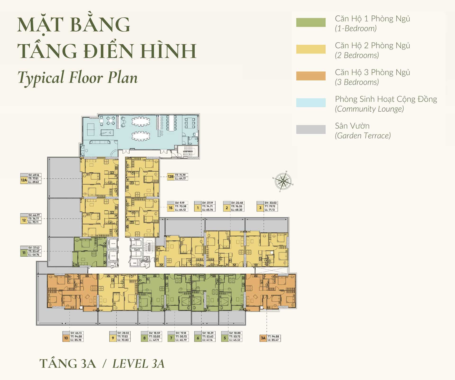 Mặt bằng tầng 3A dự án Legacy 66 Tân Thành Chợ Lớn