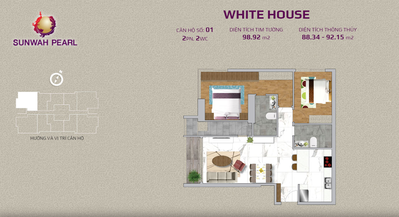 Layout căn hộ SunWah Pearl