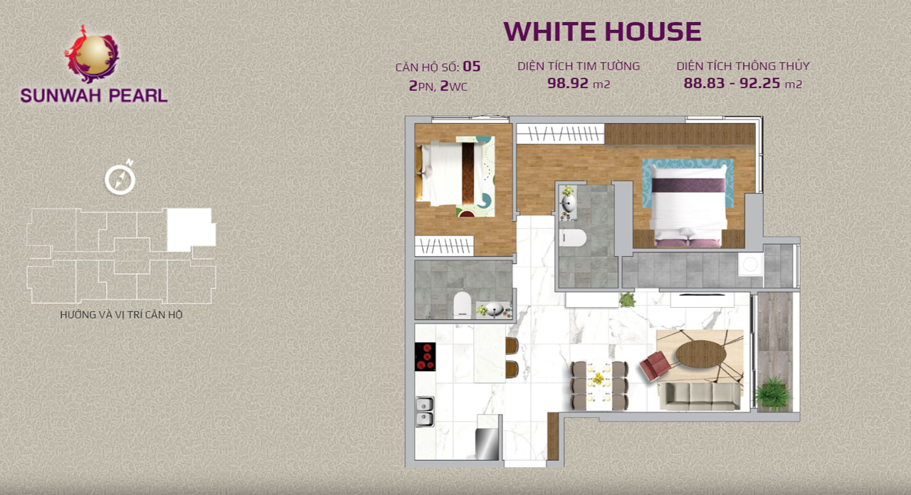 Layout căn hộ SunWah Pearl