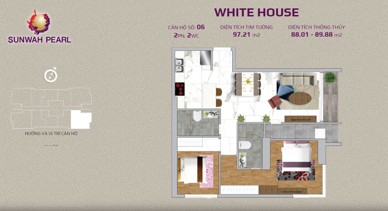 Layout căn hộ SunWah Pearl