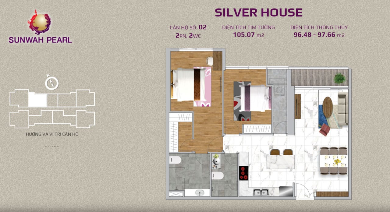 Layout căn hộ SunWah Pearl