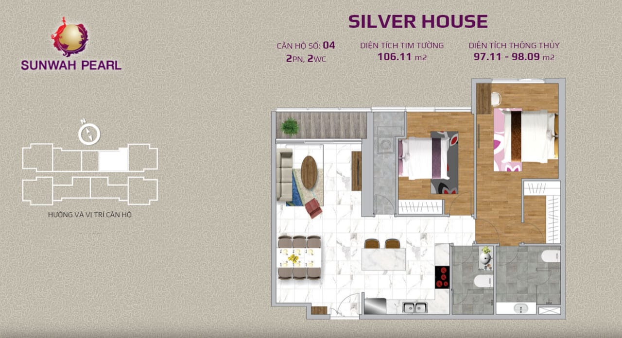 Layout căn hộ SunWah Pearl