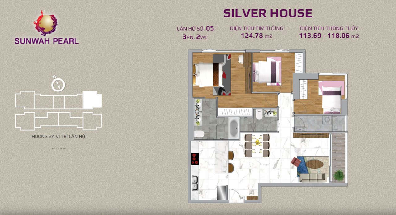 Layout căn hộ SunWah Pearl