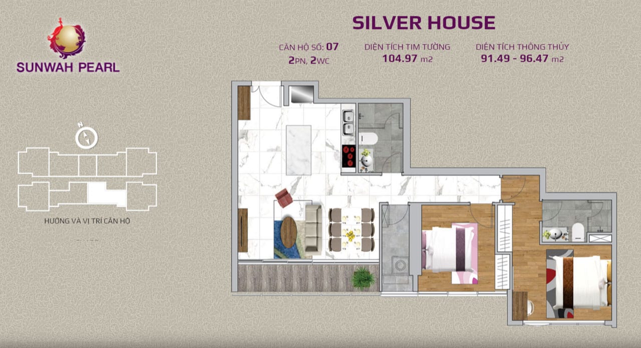 Layout căn hộ SunWah Pearl