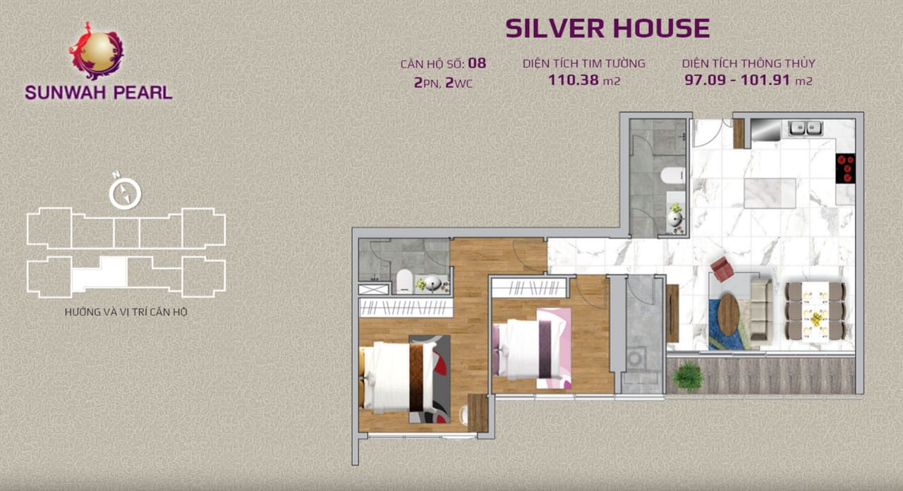 Layout căn hộ SunWah Pearl