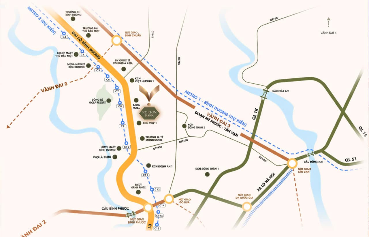 Vị Trí Norton Park mặt tiền QUỐC LỘ 13 