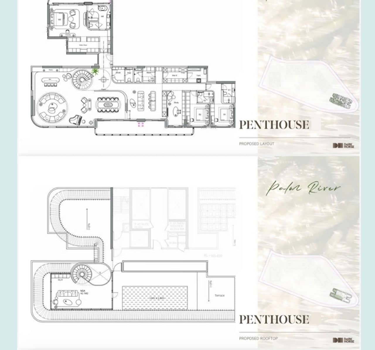 Layout thiết kế Penthouse Duplex Palm River